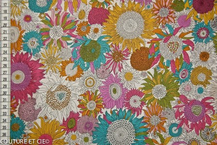 Tissu Liberty Small Susanna jaune et rose, coupon 65x137cm dans Tissus LIBERTY OF LONDON par Couture et Cie