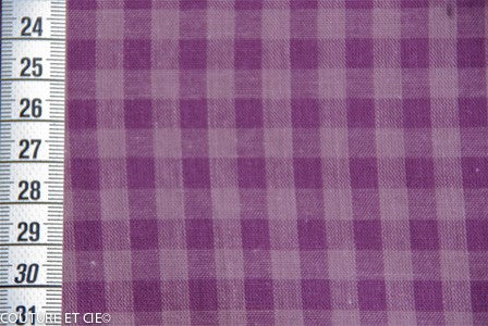 Flanelle de coton vichy prune ton sur ton, x10cm dans Tissus par Couture et Cie