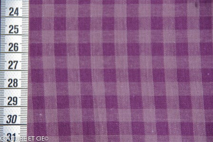 Flanelle de coton vichy prune ton sur ton, x10cm dans Tissus par Couture et Cie