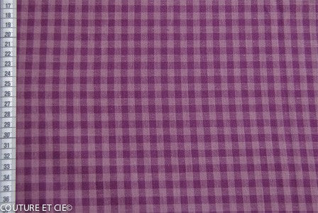 Flanelle de coton vichy prune ton sur ton, x10cm dans Tissus par Couture et Cie